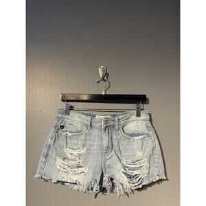 Kancan Jean Shorts Size 5/26 Cut Off Distressed Fringe Light Washed